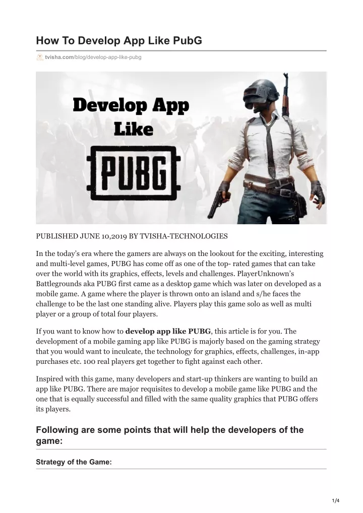 how to develop app like pubg