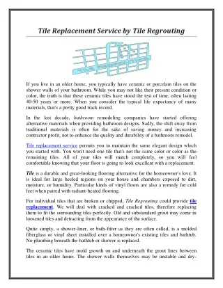 tile replacement service by tile regrouting