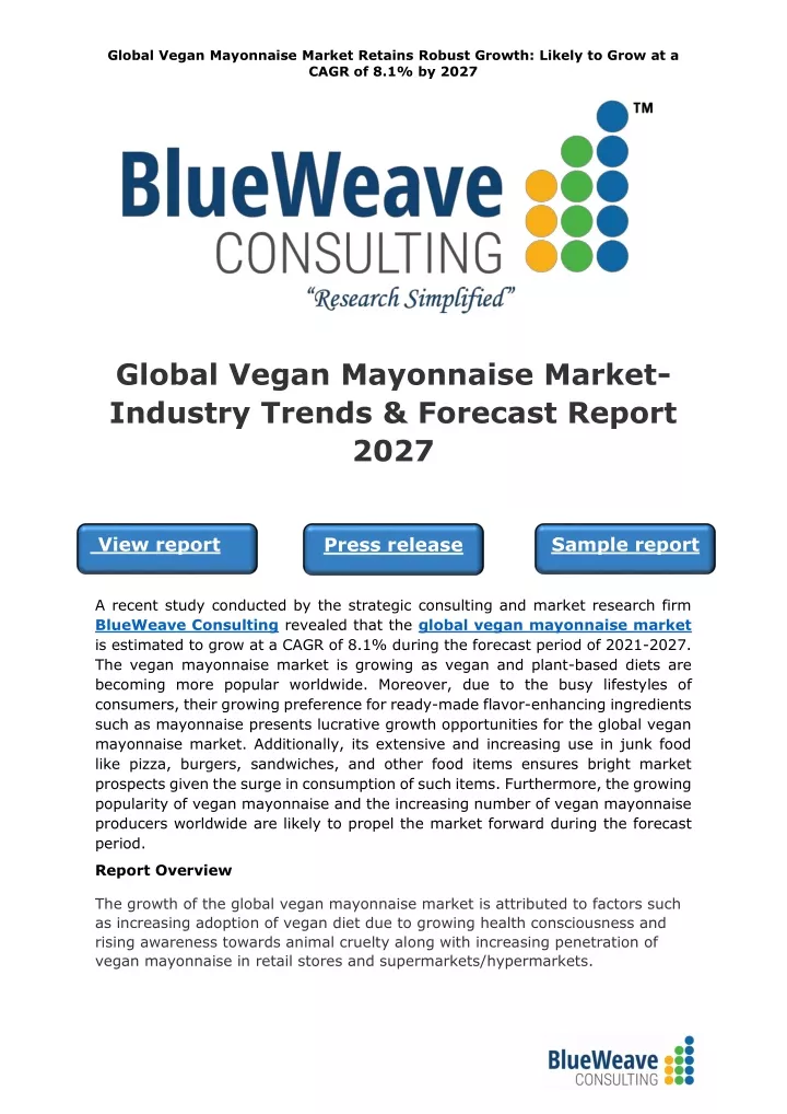 global vegan mayonnaise market retains robust
