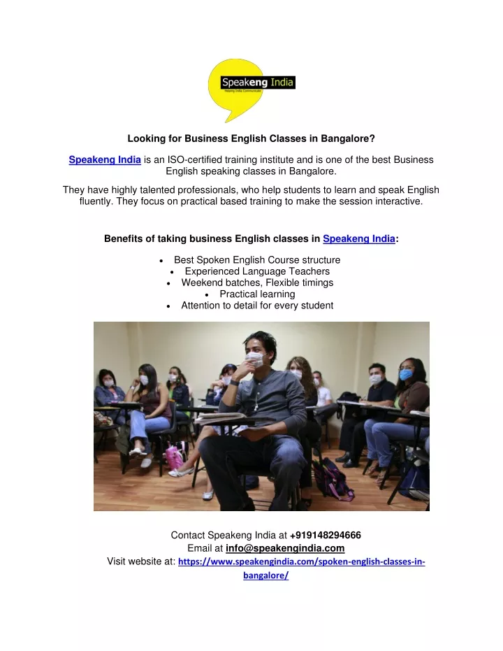 looking for business english classes in bangalore