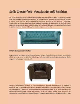 Sofás Chesterfield - Ventajas del sofá histórico