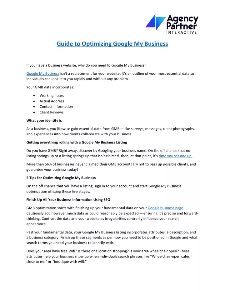 guide to optimizing google my business