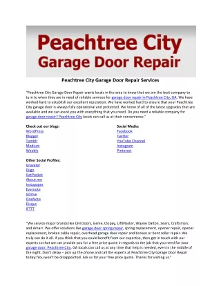 Peachtree City Garage Door Repair Services