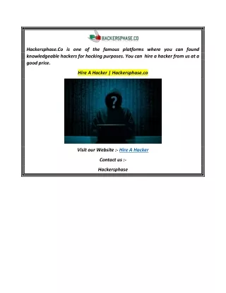 Hire A Hacker  Hackersphase.co