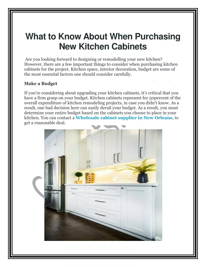 what to know about when purchasing new kitchen