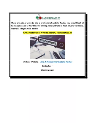 Hire A Professional Website Hacker  Hackersphase.co