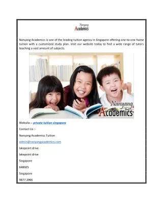 Private Tuition Assignments in Singapore