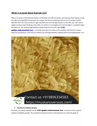 What is so good about basmati rice