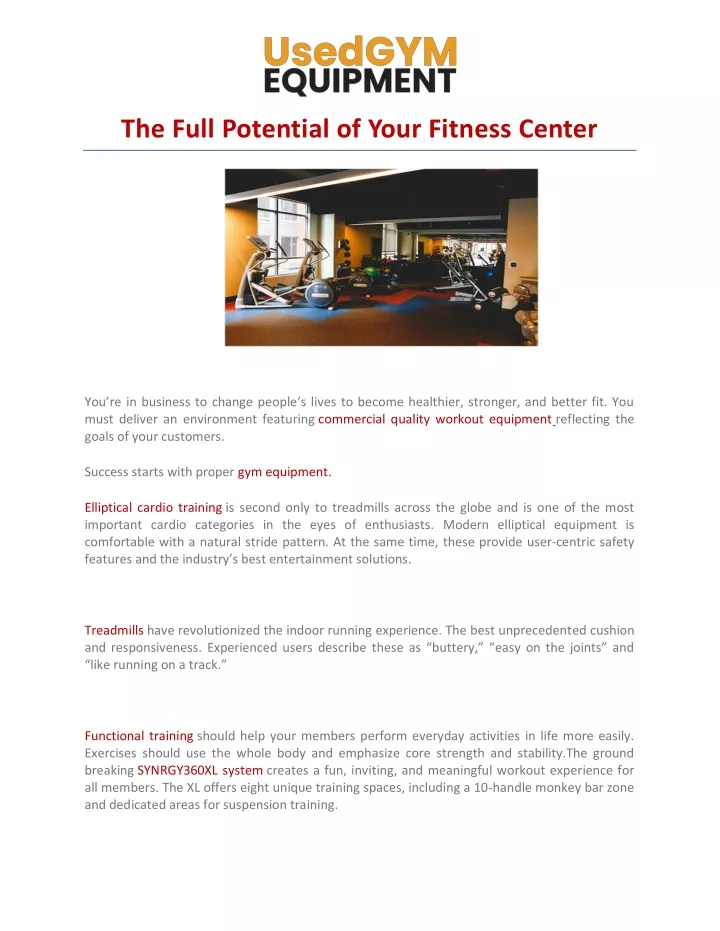 the full potential of your fitness center