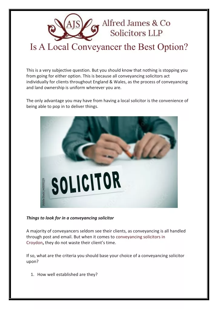 is a local conveyancer the best option