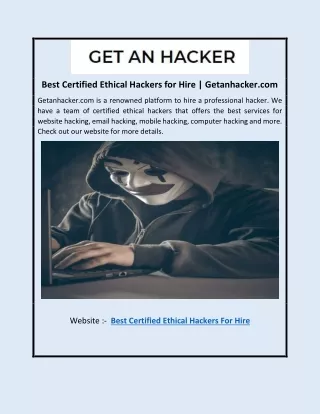 Best Certified Ethical Hackers for Hire | Getanhacker.com