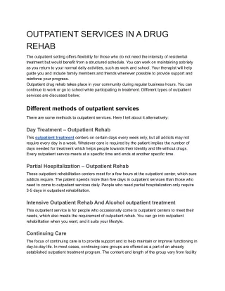OUTPATIENT SERVICES IN A Drug Rehab.docx