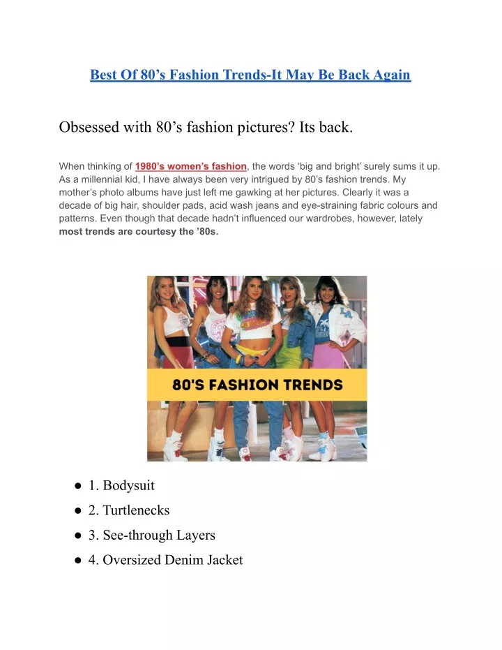 best of 80 s fashion trends it may be back again