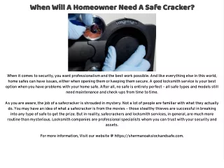 when will a homeowner need a safe cracker