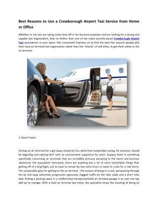 Best Reasons to Use a Crowborough Airport Taxi Service from Home or Office