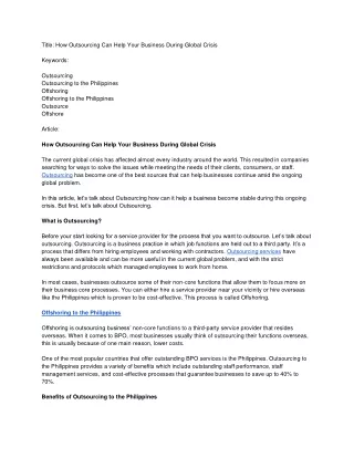 title how outsourcing can help your business