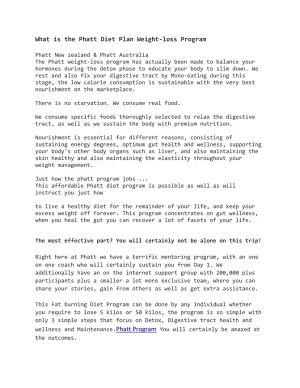 What is the Phatt Diet Plan Weight-loss Program
