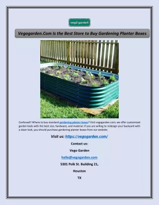Vegogarden.Com Is the Best Store to Buy Gardening Planter Boxes