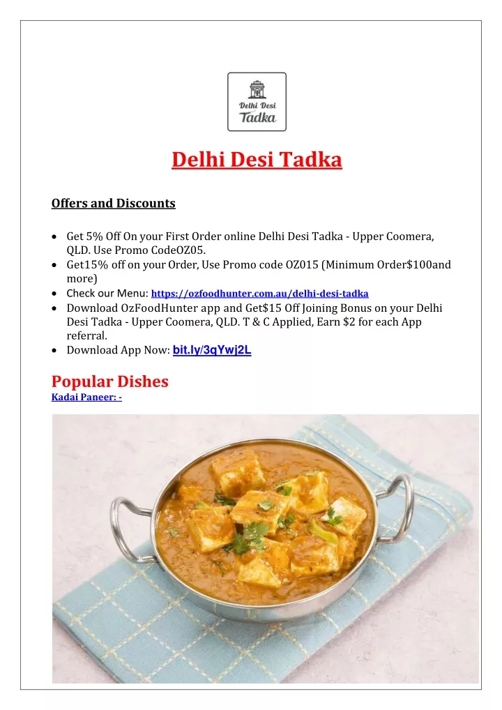 delhi desi tadka offers and discounts