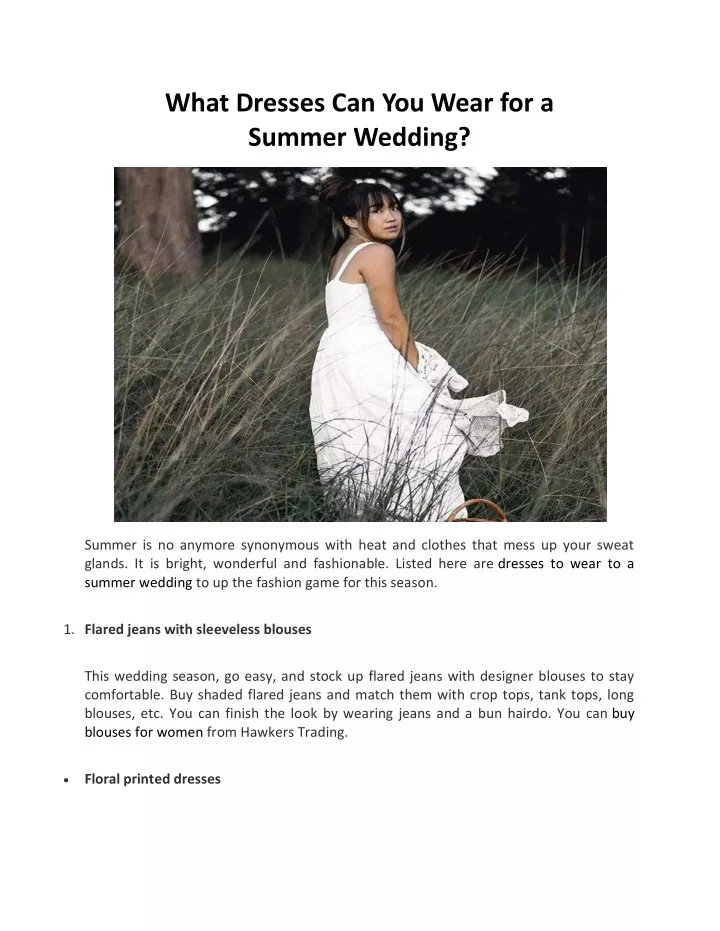what dresses can you wear for a summer wedding