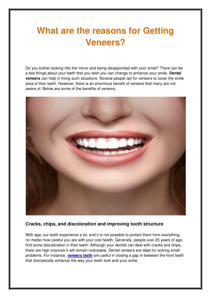 what are the reasons for getting veneers