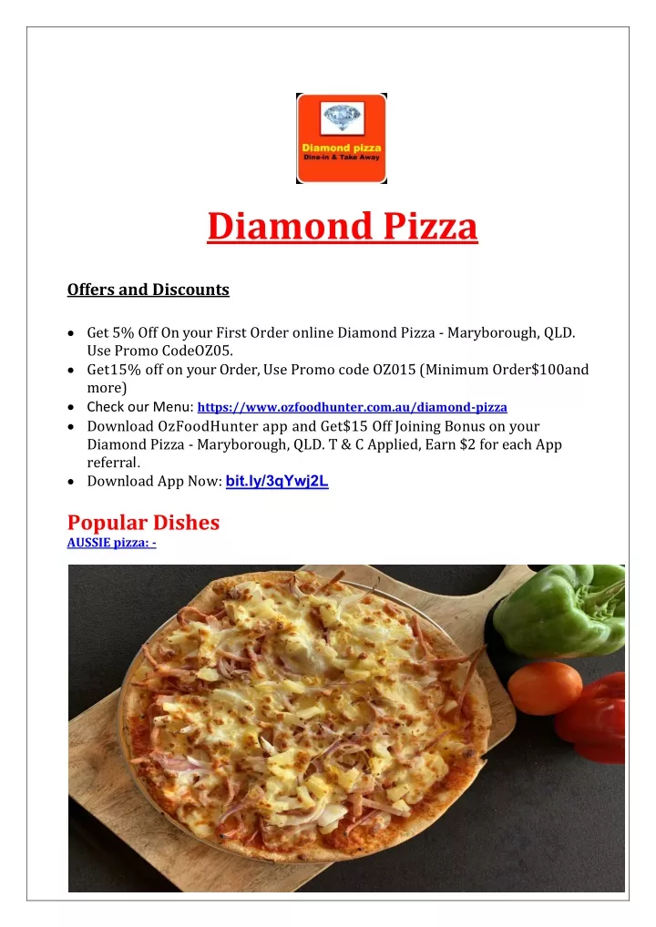 diamond pizza offers and discounts