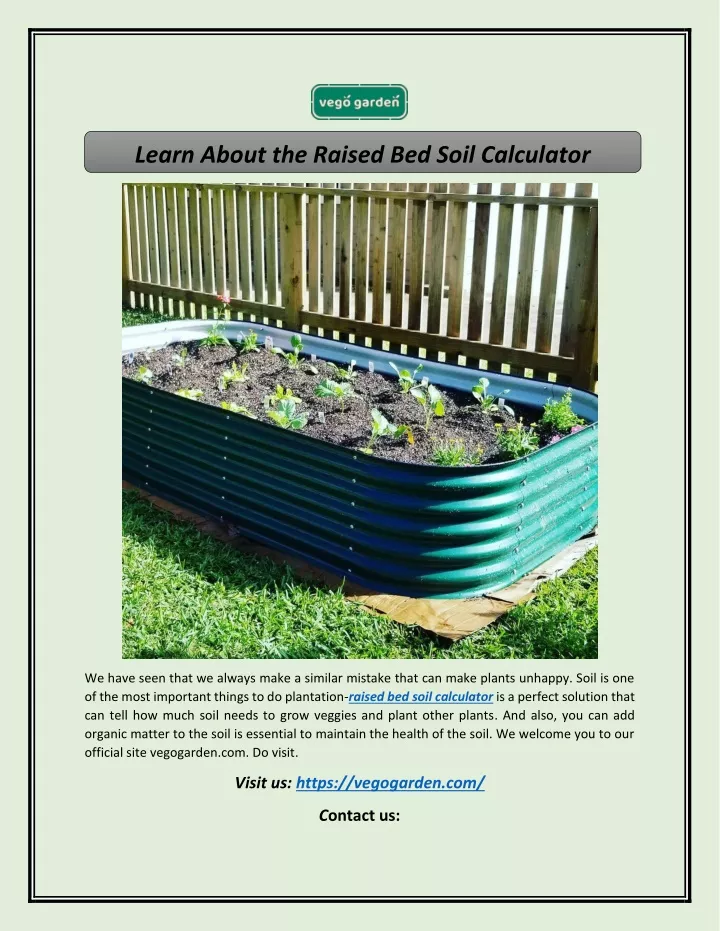 learn about the raised bed soil calculator
