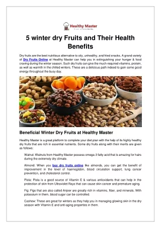 5  Winter dry Fruits and Their Health Benefits