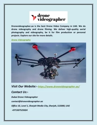 Drone Videography | Dronevideographer.ae