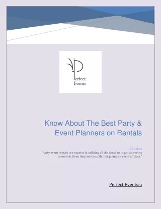 Know About The Best Party & Event Planners On Rentals