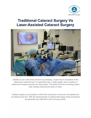 Traditional Cataract Surgery Vs Laser-Assisted Cataract Surgery