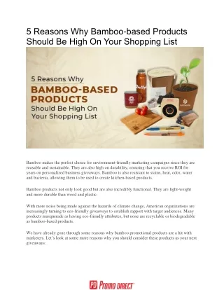 5 Reasons Why Bamboo-based Products Should Be High On Your Shopping List