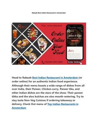 Rabaab Best Indian Restaurant in Amsterdam