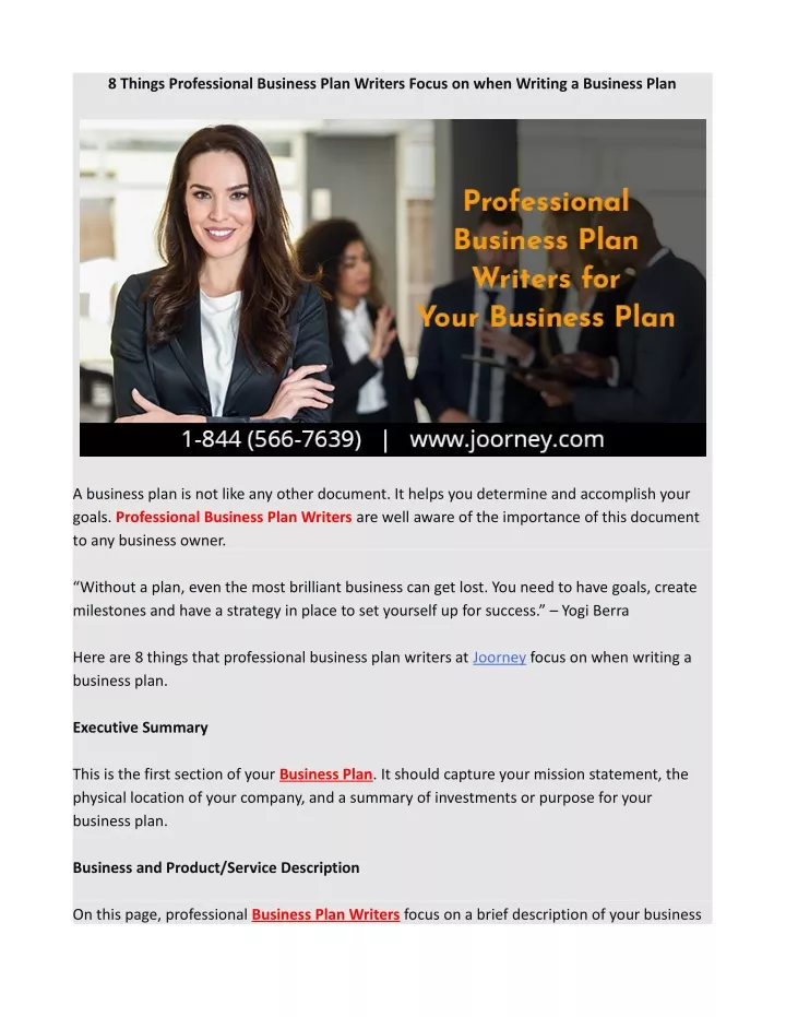 8 things professional business plan writers focus