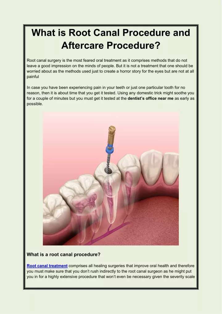 what is root canal procedure and aftercare