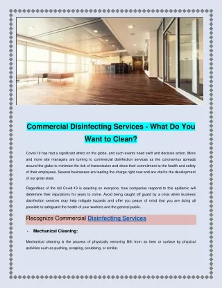 commercial disinfecting services what do you