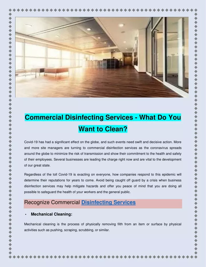 commercial disinfecting services what do you