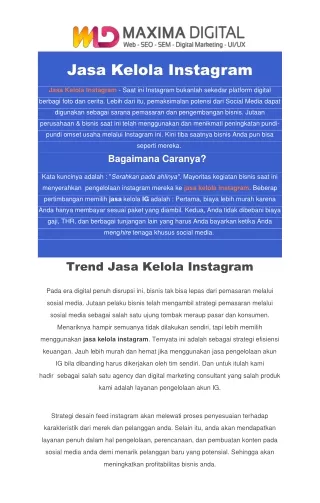 Jasa Digital Marketing - Jasa Kelola Instagram