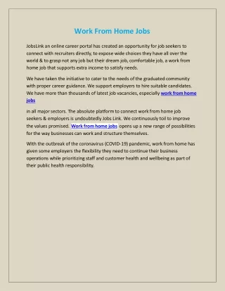 work from home jobs