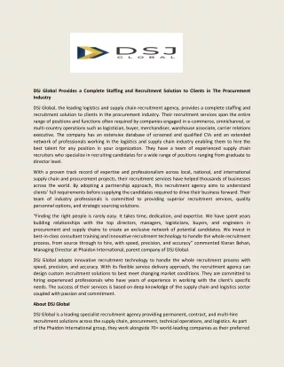 dsj global provides a complete staffing