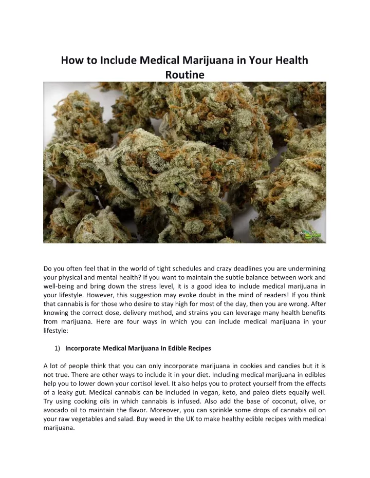 how to include medical marijuana in your health