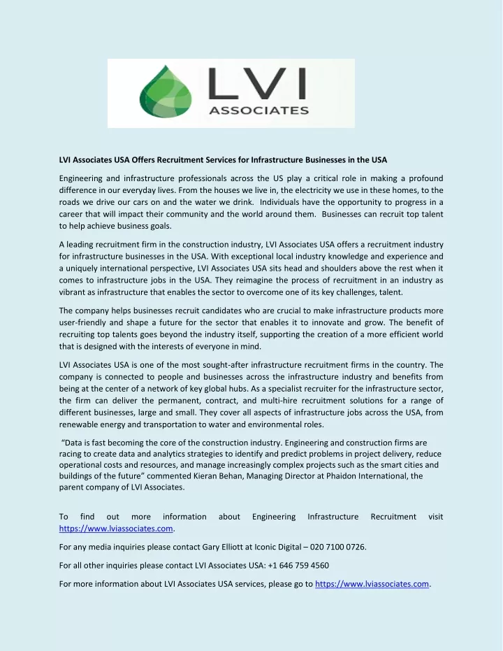 lvi associates usa offers recruitment services