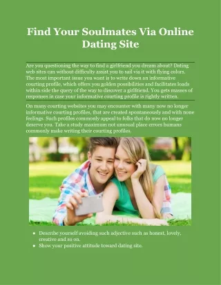 Find Your Soulmates Via Online Dating Site