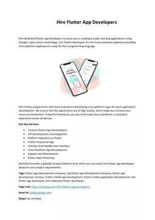 Hire Flutter App Developers From MultiQoS