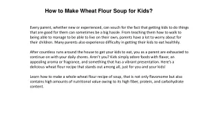 How to Make Wheat Flour Soup for Kids?