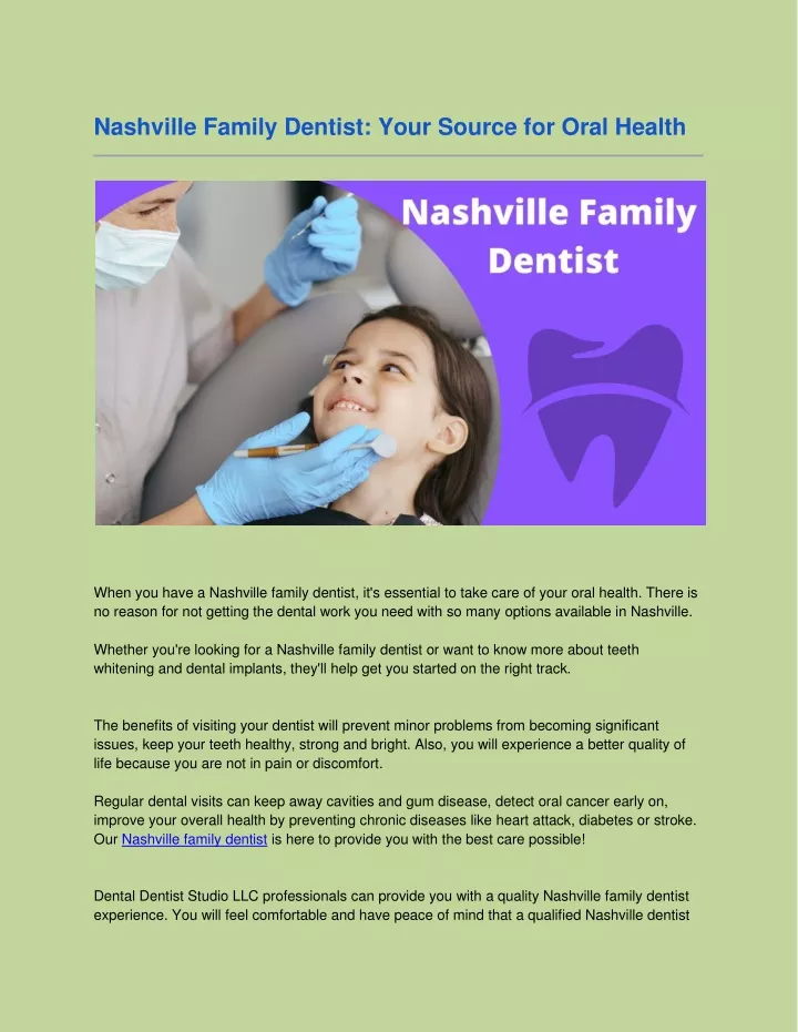 nashville family dentist your source for oral