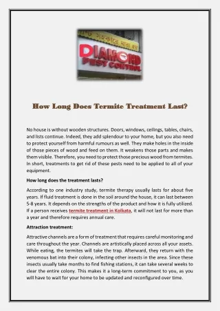 How Long Does Termite Treatment Last