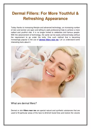 Dermal Fillers For More Youthful & Refreshing Appearance
