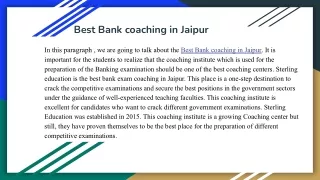 Best Bank coaching in Jaipur