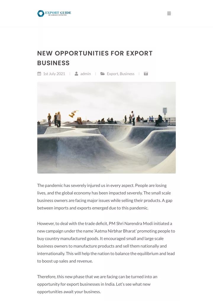new opportunities for export business